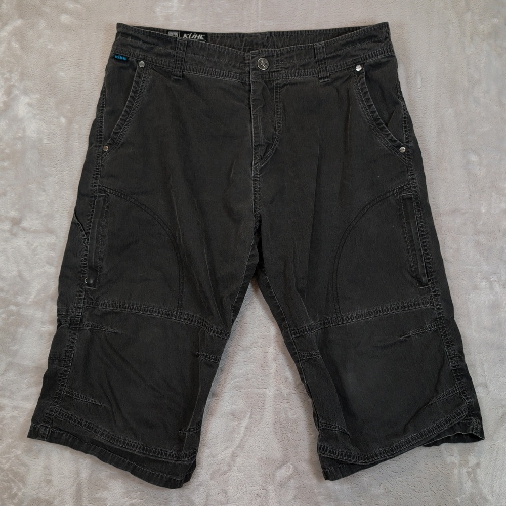 Kuhl Crag Series Cargo Shorts Mens 34x15 Black Hiking Grunge Skater Climbing